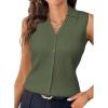 image:imageArachampCloz Womens 100 Cotton Button Down Summer Business Casual Slim Fitted Tank Tops 2026Army Green