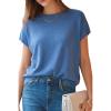 image:imageArachampCloz Womens Wool Blend Short Sleeve Oversized Sweater Business Casual Tops 2026Lake Blue