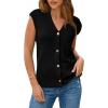 image:imageArachampCloz Womens Wool Blend V Neck Button Down Summer Business Casual Sweater Vests 2026Black