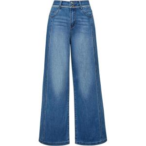 image:imageArachampCloz Womens Cotton Contrast Waistband Wide Leg Stretchy Denim Jeans 2026Blue