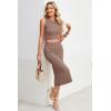 image:imageArachampCloz Womens Non See Through 2 Piece Sets Tank Top and Midi Skirt Knit OutfitsCoffee