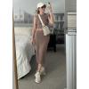 image:imageArachampCloz Womens Non See Through 2 Piece Sets Tank Top and Midi Skirt Knit OutfitsCoffee