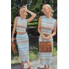 image:imageArachampCloz Womens Non See Through 2 Piece Sets Tank Top and Midi Skirt Knit OutfitsLight Bluebrown