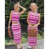 image:imageArachampCloz Womens Non See Through 2 Piece Sets Tank Top and Midi Skirt Knit OutfitsLight Pink Rose