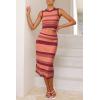 image:imageArachampCloz Womens Non See Through 2 Piece Sets Tank Top and Midi Skirt Knit OutfitsPinkred Dried Rose