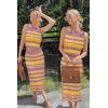 image:imageArachampCloz Womens Non See Through 2 Piece Sets Tank Top and Midi Skirt Knit OutfitsPurpleyellow