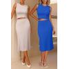 image:imageArachampCloz Womens Non See Through 2 Piece Sets Tank Top and Midi Skirt Knit OutfitsRoyal Blue