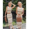 image:imageArachampCloz Womens Non See Through 2 Piece Sets Tank Top and Midi Skirt Knit OutfitsWhitedark Apricot Stripe