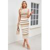 image:imageArachampCloz Womens Non See Through 2 Piece Sets Tank Top and Midi Skirt Knit OutfitsWhitedark Apricot Stripe