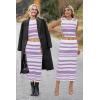 image:imageArachampCloz Womens Non See Through 2 Piece Sets Tank Top and Midi Skirt Knit OutfitsWhitepurple Stripe