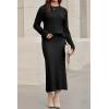 image:imageArachampCloz Womens Wool Blend Sweater 2 Piece Sets Business Lounge Long Sleeve Top Midi Dress OutfitsBlack