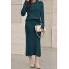image:imageArachampCloz Womens Wool Blend Sweater 2 Piece Sets Business Lounge Long Sleeve Top Midi Dress OutfitsBluish Green