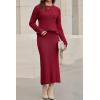 image:imageArachampCloz Womens Wool Blend Sweater 2 Piece Sets Business Lounge Long Sleeve Top Midi Dress OutfitsBurgundy