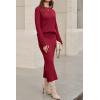 image:imageArachampCloz Womens Wool Blend Sweater 2 Piece Sets Business Lounge Long Sleeve Top Midi Dress OutfitsBurgundy