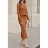 image:imageArachampCloz Womens Wool Blend Sweater 2 Piece Sets Business Lounge Long Sleeve Top Midi Dress OutfitsCaramel