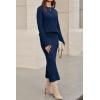 image:imageArachampCloz Womens Wool Blend Sweater 2 Piece Sets Business Lounge Long Sleeve Top Midi Dress OutfitsNavy