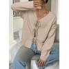 image:imageArachampCloz Womens Cozy Cotton Tie Front Fall Trendy Bow Cardigan Sweaters 2025Apricot