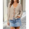 image:imageArachampCloz Womens Cozy Cotton Tie Front Fall Trendy Bow Cardigan Sweaters 2025Apricot