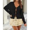 image:imageArachampCloz Womens Cozy Cotton Tie Front Fall Trendy Bow Cardigan Sweaters 2025Black