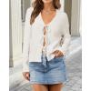 image:imageArachampCloz Womens Cozy Cotton Tie Front Fall Trendy Bow Cardigan Sweaters 2025White