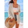 image:imageArachampCloz Womens Crochet Swim Cover Up Linen Blend Open Front Beach Oversized Outfits 2026Beige