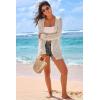 image:imageArachampCloz Womens Crochet Swim Cover Up Linen Blend Open Front Beach Oversized Outfits 2026Beige
