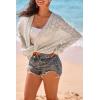 image:imageArachampCloz Womens Crochet Swim Cover Up Linen Blend Open Front Beach Oversized Outfits 2026Beige