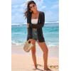 image:imageArachampCloz Womens Crochet Swim Cover Up Linen Blend Open Front Beach Oversized Outfits 2026Black