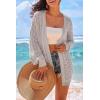 image:imageArachampCloz Womens Crochet Swim Cover Up Linen Blend Open Front Beach Oversized Outfits 2026Grey