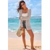 image:imageArachampCloz Womens Crochet Swim Cover Up Linen Blend Open Front Beach Oversized Outfits 2026Grey