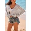 image:imageArachampCloz Womens Crochet Swim Cover Up Linen Blend Open Front Beach Oversized Outfits 2026Grey