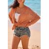 image:imageArachampCloz Womens Crochet Swim Cover Up Linen Blend Open Front Beach Oversized Outfits 2026Orange