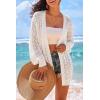 image:imageArachampCloz Womens Crochet Swim Cover Up Linen Blend Open Front Beach Oversized Outfits 2026White