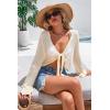 image:imageArachampCloz Womens Linen Blend Tie Front Bolero Shrug Beach Cropped Cover Up 2026Apricot