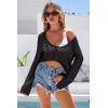 image:imageArachampCloz Womens Linen Blend Tie Front Bolero Shrug Beach Cropped Cover Up 2026Black
