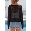 image:imageArachampCloz Womens Linen Blend Tie Front Bolero Shrug Beach Cropped Cover Up 2026Black