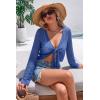 image:imageArachampCloz Womens Linen Blend Tie Front Bolero Shrug Beach Cropped Cover Up 2026Navy