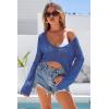 image:imageArachampCloz Womens Linen Blend Tie Front Bolero Shrug Beach Cropped Cover Up 2026Navy