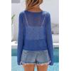 image:imageArachampCloz Womens Linen Blend Tie Front Bolero Shrug Beach Cropped Cover Up 2026Navy