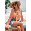 image:imageArachampCloz Womens Linen Blend Tie Front Bolero Shrug Beach Cropped Cover Up 2026Orange