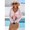 image:imageArachampCloz Womens Linen Blend Tie Front Bolero Shrug Beach Cropped Cover Up 2026Pink