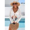 image:imageArachampCloz Womens Linen Blend Tie Front Bolero Shrug Beach Cropped Cover Up 2026White