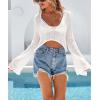 image:imageArachampCloz Womens Linen Blend Tie Front Bolero Shrug Beach Cropped Cover Up 2026White
