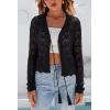 image:imageArachampCloz Womens Linen Tie Front Crochet Spring Shrug Beach Vacation Cropped CardiganBlack