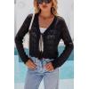 image:imageArachampCloz Womens Linen Tie Front Crochet Spring Shrug Beach Vacation Cropped CardiganBlack
