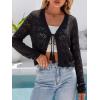 image:imageArachampCloz Womens Linen Tie Front Crochet Spring Shrug Beach Vacation Cropped CardiganBlack