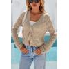 image:imageArachampCloz Womens Linen Tie Front Crochet Spring Shrug Beach Vacation Cropped CardiganKhaki