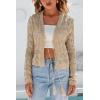 image:imageArachampCloz Womens Linen Tie Front Crochet Spring Shrug Beach Vacation Cropped CardiganKhaki