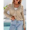 image:imageArachampCloz Womens Linen Tie Front Crochet Spring Shrug Beach Vacation Cropped CardiganKhaki