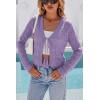 image:imageArachampCloz Womens Linen Tie Front Crochet Spring Shrug Beach Vacation Cropped CardiganPurple